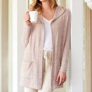 Barefoot Dreams CozyChic Lite Pale Pink Hooded Cardigan